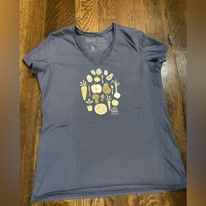 Navy Graphic V-Neck Women's Top